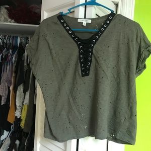 Army green crop top